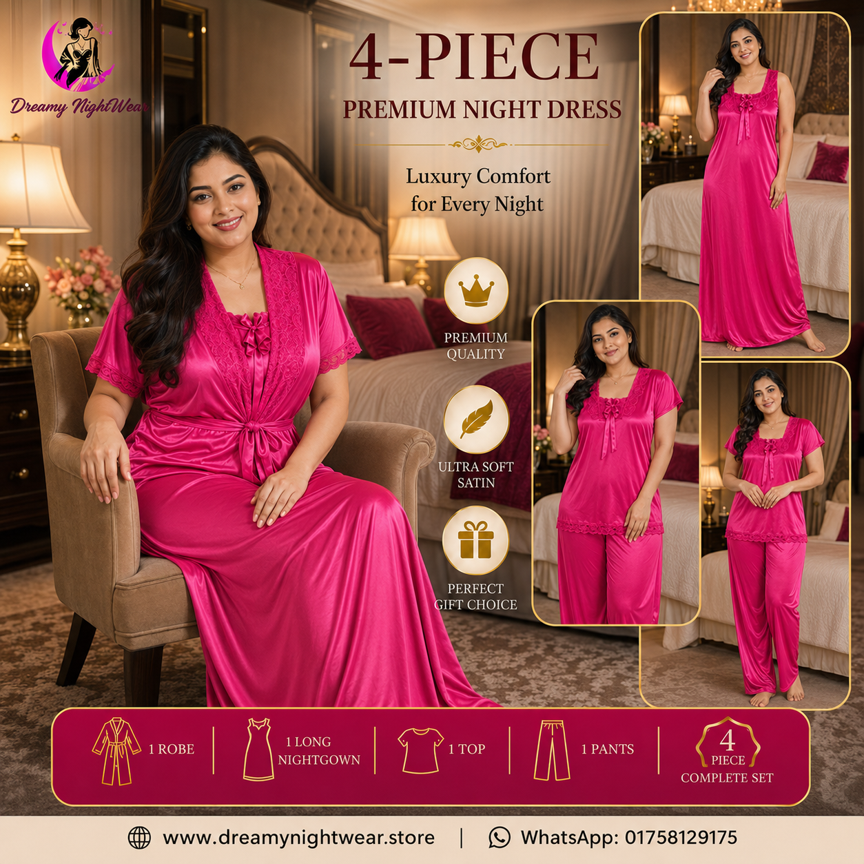 Pink Premium Nighty Set